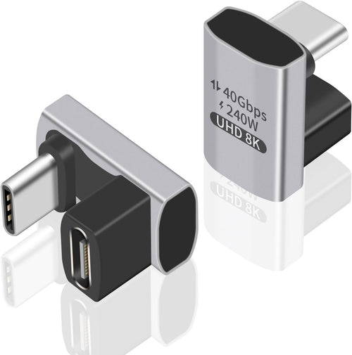 Duttek USB C U Adapter (2 Pack) USB C 180 Degree Adapter Support 40Gbps Data Transfer, 240W Charging and 8K Video, USB C Angle Adapter Compatible for Thunderbolt 4/3, Switch, MacBook, Laptop, Tablet
