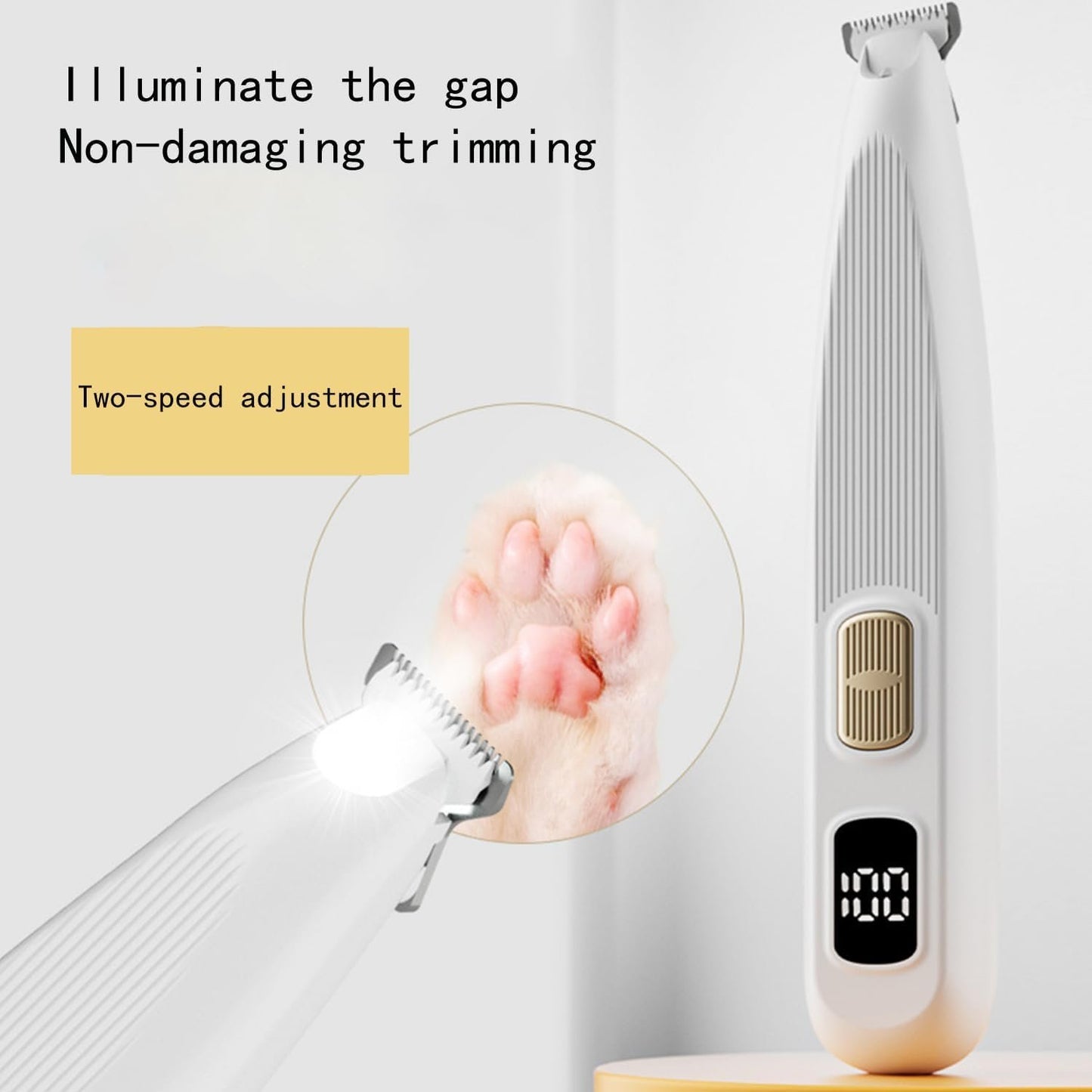 Lqucwepp Electric Pet Paws Trimmer with Light,Washable Dog/Cat Hair Clipper Low Noise Waterproof Trimmer Grooming Shaver Pet Razor for Pets, Eyes, Face, Ears, Paw