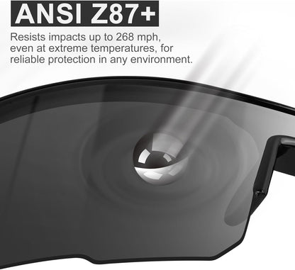 YENPK Safety Glasses for Men Women, ANSI Z87.1 Safety Glasses with UV Protection, Impact Resistant Tinted Safety Sunglasses
