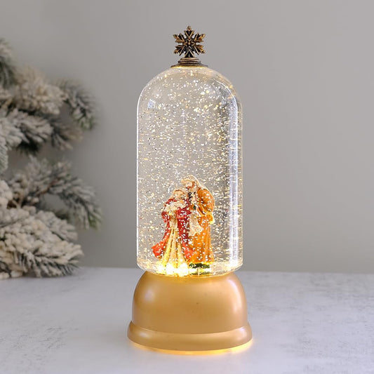 LED Musical Christmas Lantern with Swirling Confetti Holy Family Scene
