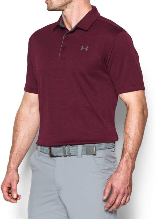 UNDER ARMOUR mens Tech Golf Polo Maroon (609)/GraphiteX-Large