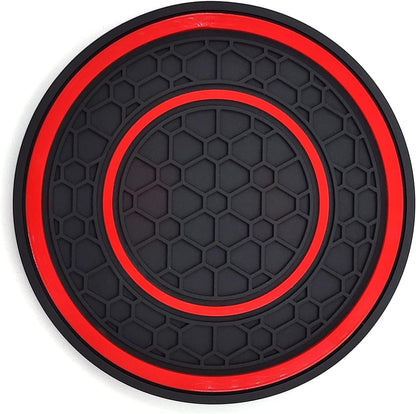 Auprite Car Cup Holder Coasters, 2 Pack Universal Auto Anti Slip Cup Holder Insert Coaster, Car Interior Accessories (Red)