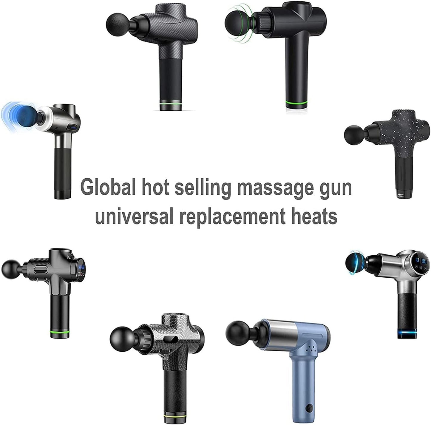 Massage Gun Heads for Hypervolt Go, Replaceable Massager Gun Attachment 8 Different Muscle Massager Heads Deep Tissue Percussion Plug and Play Salon Tools Home Pain Relief New Upgrade Massage Head