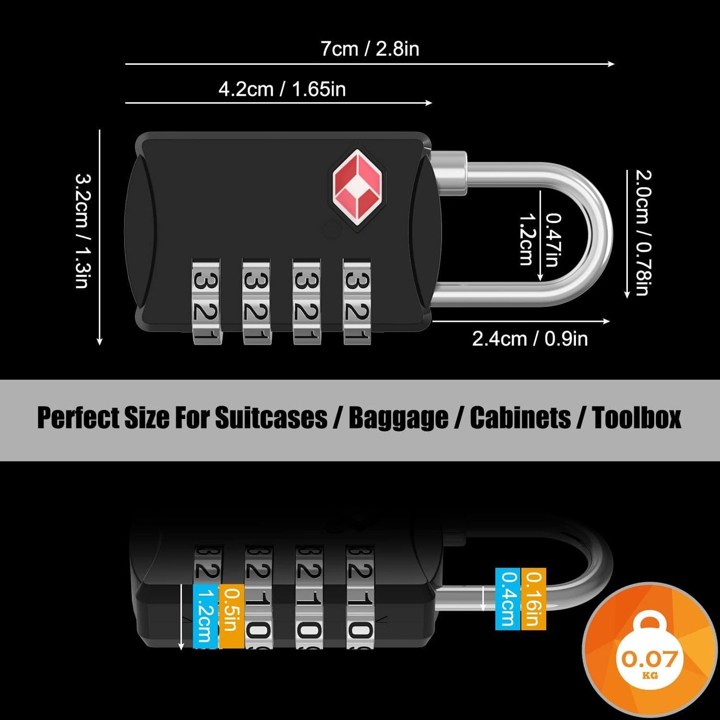 TSA Luggage Locks, Diyife 4-Digit Combination Padlocks, [Updated Version] [2 Packs] Security Suitcase Locks, Code Lock for Travel Suitcase, Luggage, Bag, Case, Backpack etc. (Black&Silver)