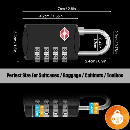 TSA Luggage Locks, Diyife 4-Digit Combination Padlocks, [Updated Version] [2 Packs] Security Suitcase Locks, Code Lock for Travel Suitcase, Luggage, Bag, Case, Backpack etc. (Black&Silver)