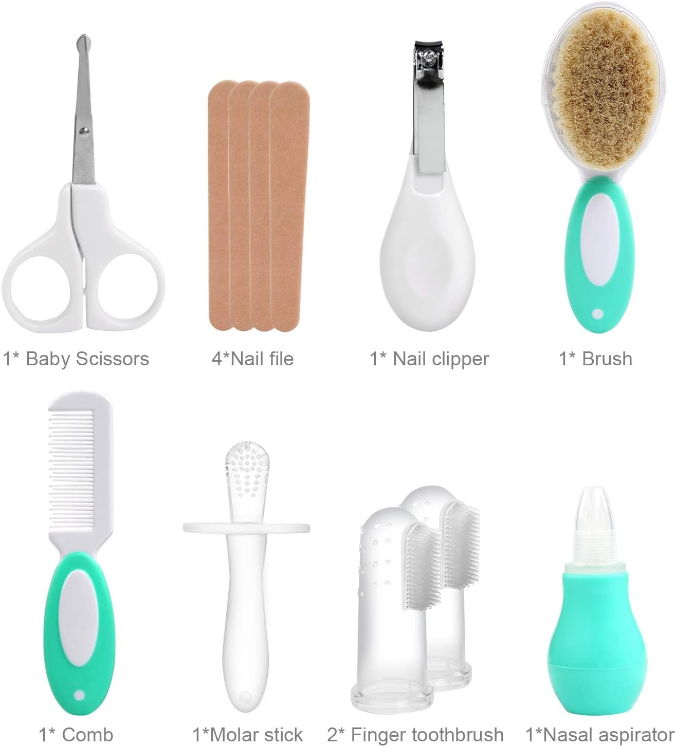NEWSTYLE Baby Daily Care Kit,Infant Convenient Healthcare Grooming Set Nail Clipper Manicure Safety Scissors Nose Cleaner Hair Brush Comb Essential Daily Care Bathing Tool for Travelling & Home Use