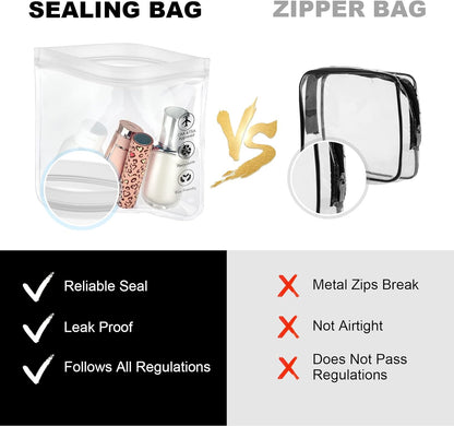 Aucuu Travel Liquid Pouches, 20 x 20 cm Airplane Liquid Bags, Transparent Travel Bags, Airplane Transparent Waterproof Sachets, Portable Makeup for Travel Holiday, #6 White-2 Pieces