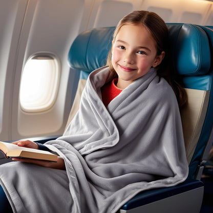 Travel Blanket Airplane Compact with Bag - Packable 2 in 1 Pillow and Blankets Set - Flight Organizer & Travel Essentials with Luggage Sleeve Pockets & Backpack Clip - for Plane, Car, Camping & Home!