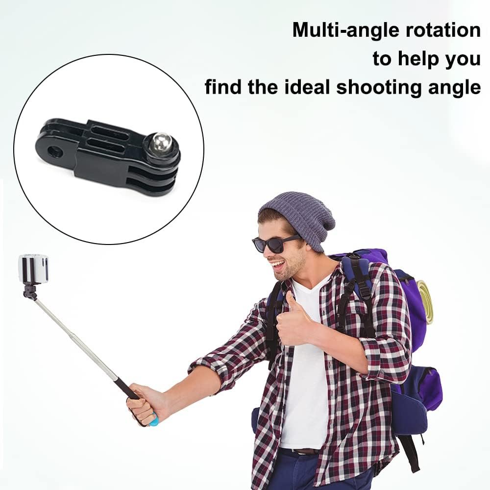 16 Pieces Adjustable Swivel Action Camera Accessories Attachment for GoPro Hero 10, 9, 8, 7, 6, 5, Xiaomi, Fusion, DJI OSMO, SJCAM, GoPro Pole Mount Motorcycle Helmet