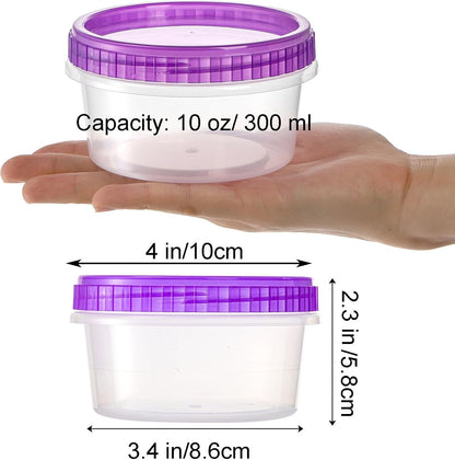 Okllen 40 Pack 10oz Freezer Storage Container Boxes, Plastic Food Container Jar with Airtight Screw Lid, Reusable Small Twist Top Condiment Cup for Snack, Fruit, BAP Free