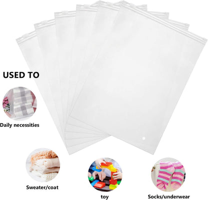 ENPOINT Packaging Clothing Bags, 50PCS 12x16 inch Poly Plastic Bag for Clothes, Frosted Ziplock Bags for Packing Selling Apparel Organization, Custom T Shirts, Pillowcases, with Vent Holes, 3 Mil