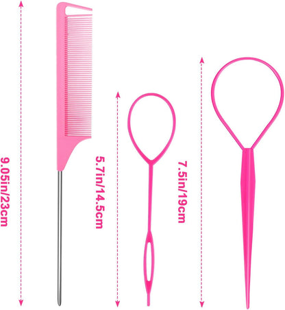 3 Pieces Hair Clip Hairstyle Accessories Tail Braid Tool French Twister Hair Twister for Women Girl Pink