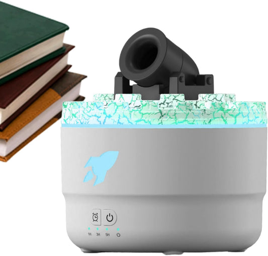 Home Air Diffuser, Turret Fire Mist Humidifiers, Homes Humidifier Diffuser, Flame Airs Diffusers with 7 Color Volcano Light, Timer and Auto-Off Protection for Bedroom Relaxation