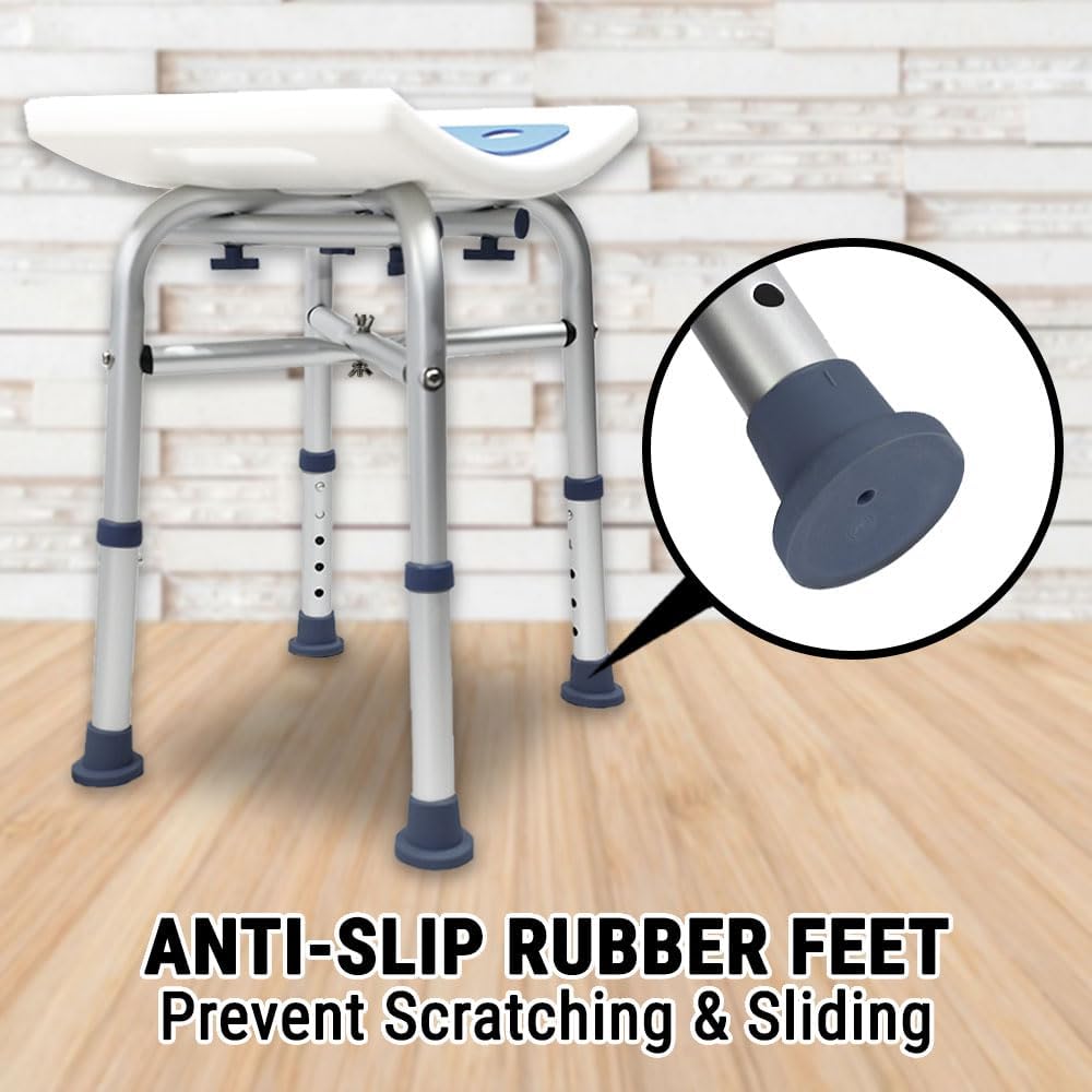 Aluminium Shower Chair Bath Seat Stool Adjustable Height Safety Aid Elderly