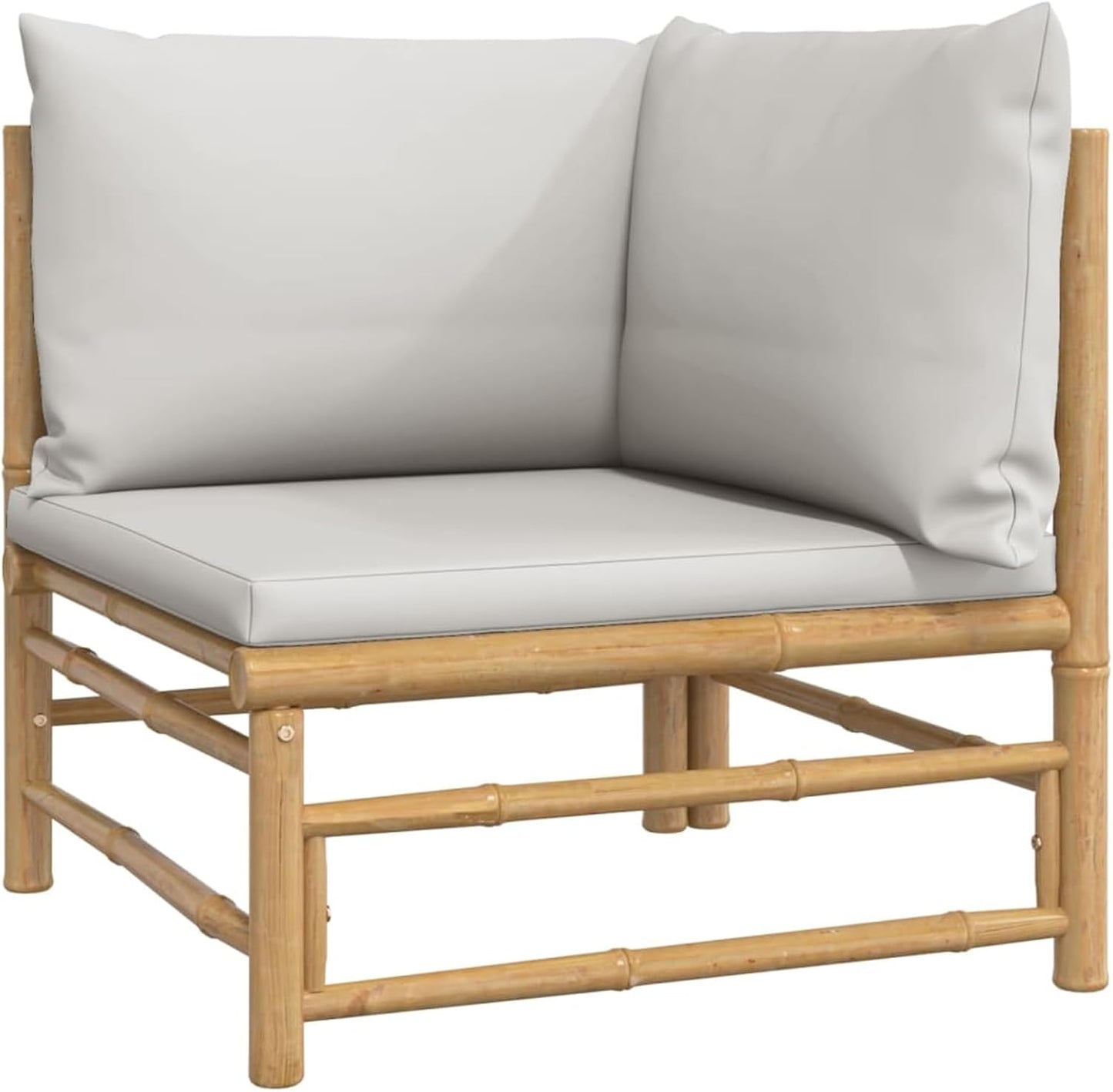 Homgoday 2-Piece Garden Lounge Set with Bamboo Light Grey Cushions, Garden Living Room, Sun Lounger, Sofa Bed Furniture, Garden Loungers for Swimming Pool, Balcony