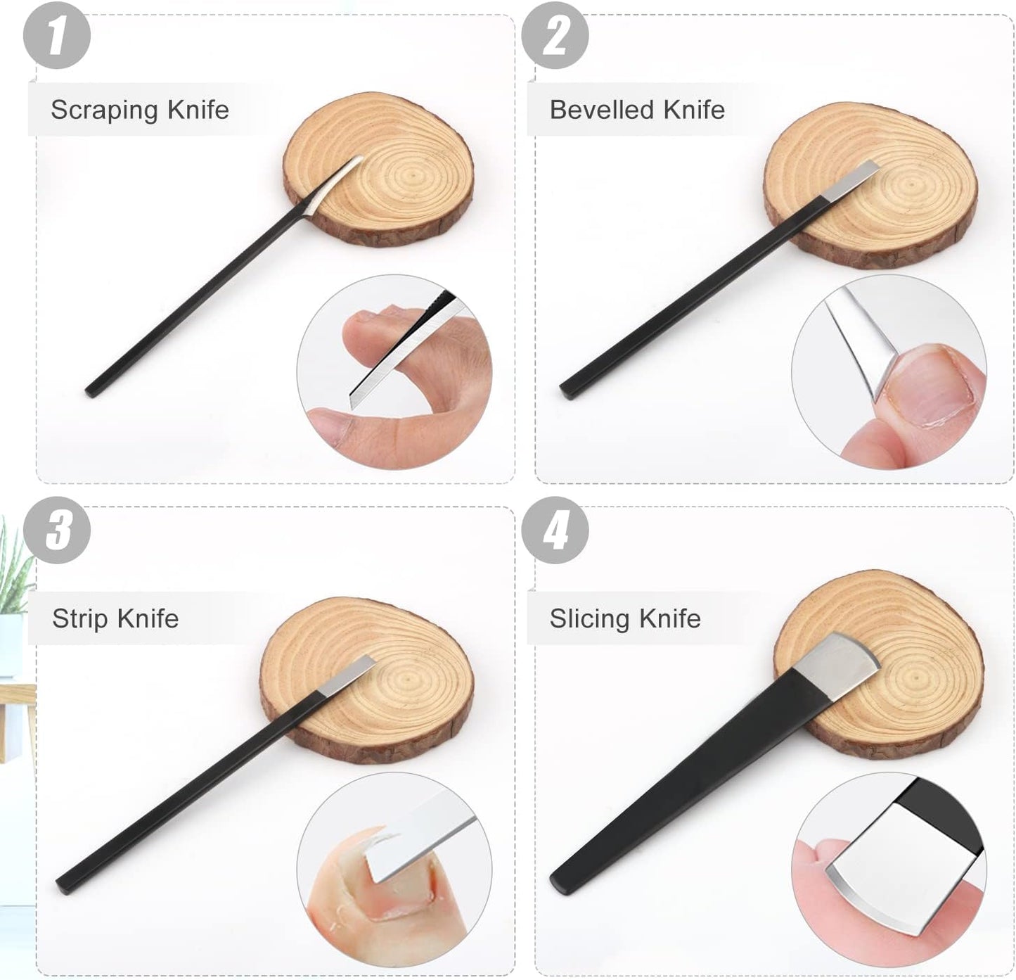 4 PCS Pedicure Knife Set Stainless Steel Ingrown Toenail Knife Correction Foot Scraper Clipper Pedicure Nail Remover Kit with Storage Bag for Calluses Beauty Salon Home Use Foot Care - Black