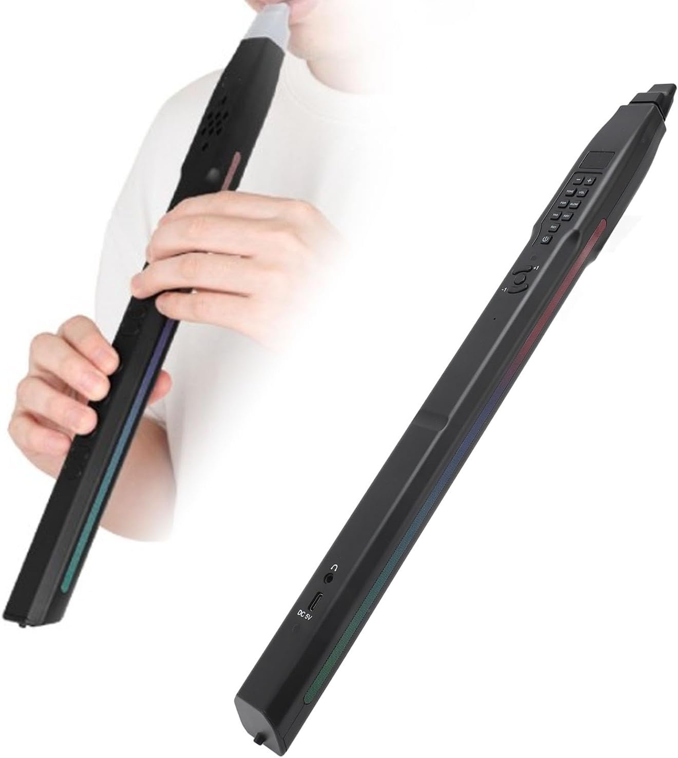 Annadue Mini Set per Strumenti a Fiato Elettronici, Sassofono Elettronico MIDI, Supporta 13 Toni, con 12 Tipi di Accompagnamento, 15 Livelli di Volume Regolabile, 800 mAh.