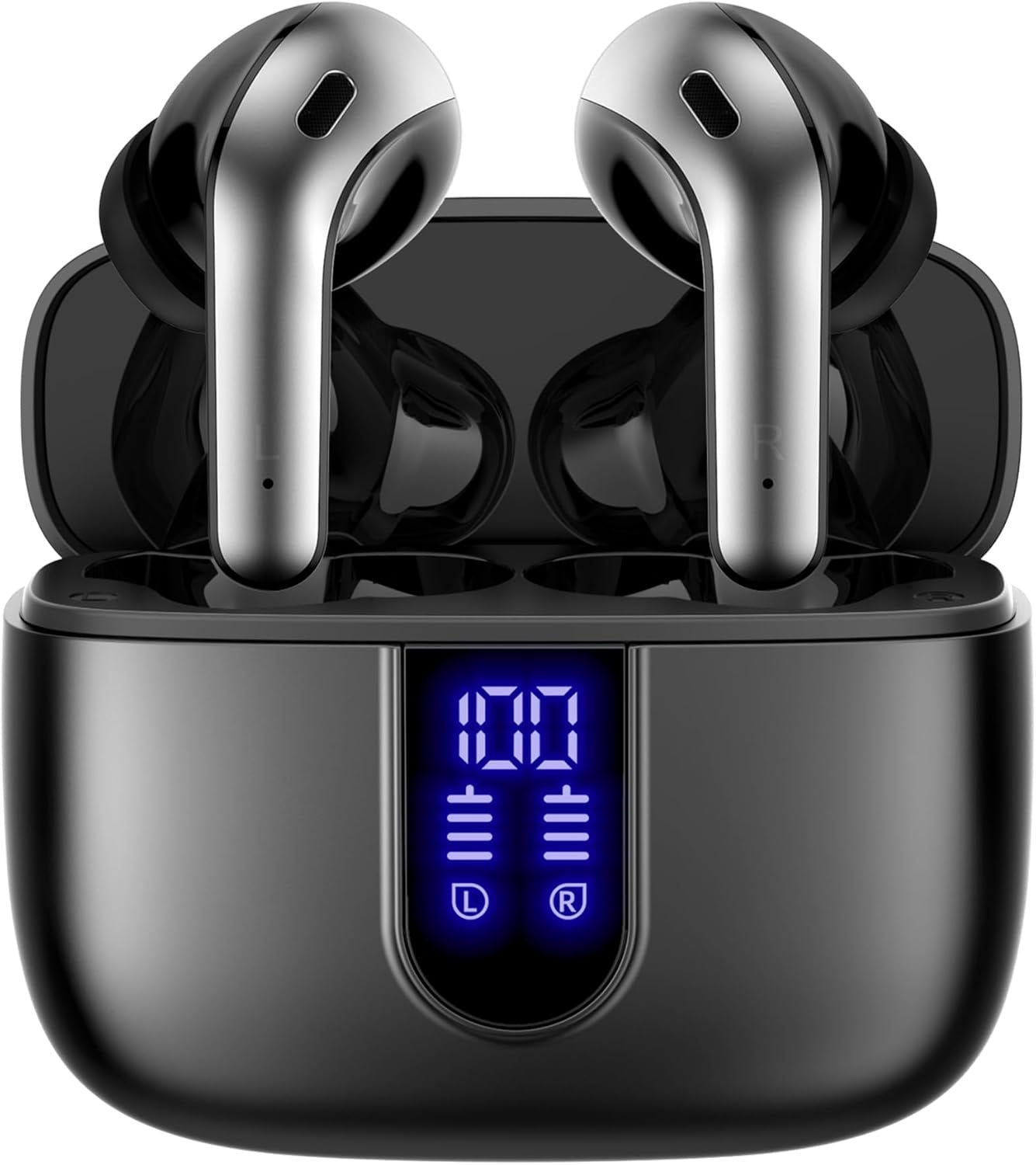 TAGRY Bluetooth Headphones True Wireless Earbuds 60H Playback LED Power Display Earphones with Wireless Charging Case IPX5 Waterproof in-Ear Earbuds with Mic for TV Smart Phone Laptop Computer Sports