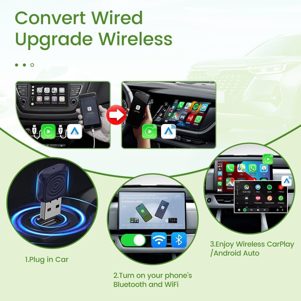 Wireless CarPlay Adapter CarlinKit Mini Ultra – 2 in 1 for Android Auto, Plug & Play Wired to Wireless Converter, Fastest Connection for Factory OEM Car 2019+ Models
