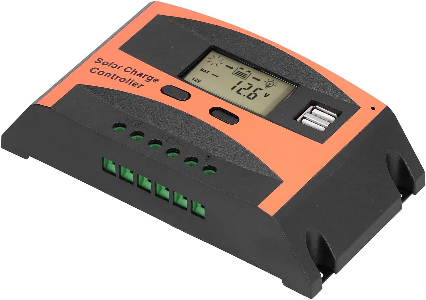 Solar Charge Controller LCD Display 12V 24V 20A Adjustable Dual USB Output with Overload Protection for Home Industry and Commerce Use ABS Material