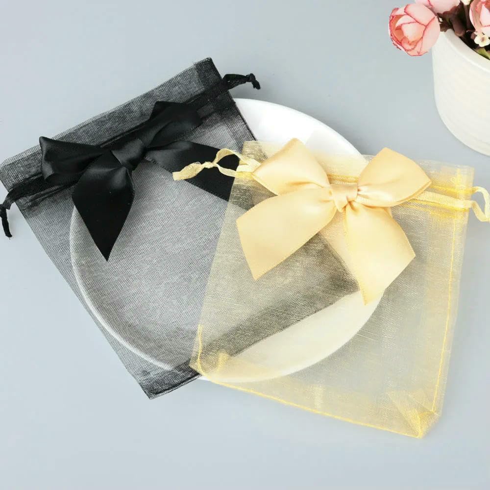 10/20/50pcs/lot Organza Gift Bag Bowknot Christmas Party Wedding Candy Bags Exquisite Jewelry Packing Drawstring Pouch
