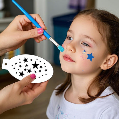 Face Paint Stencils Kit,22 Pcs Reusable Facial Painting Stencils Reusable Body Paint Templates with 10 pcs Brushes,14 pcs Sponges for Party Halloween Makeup Depvision Face Paint Accessory Kit