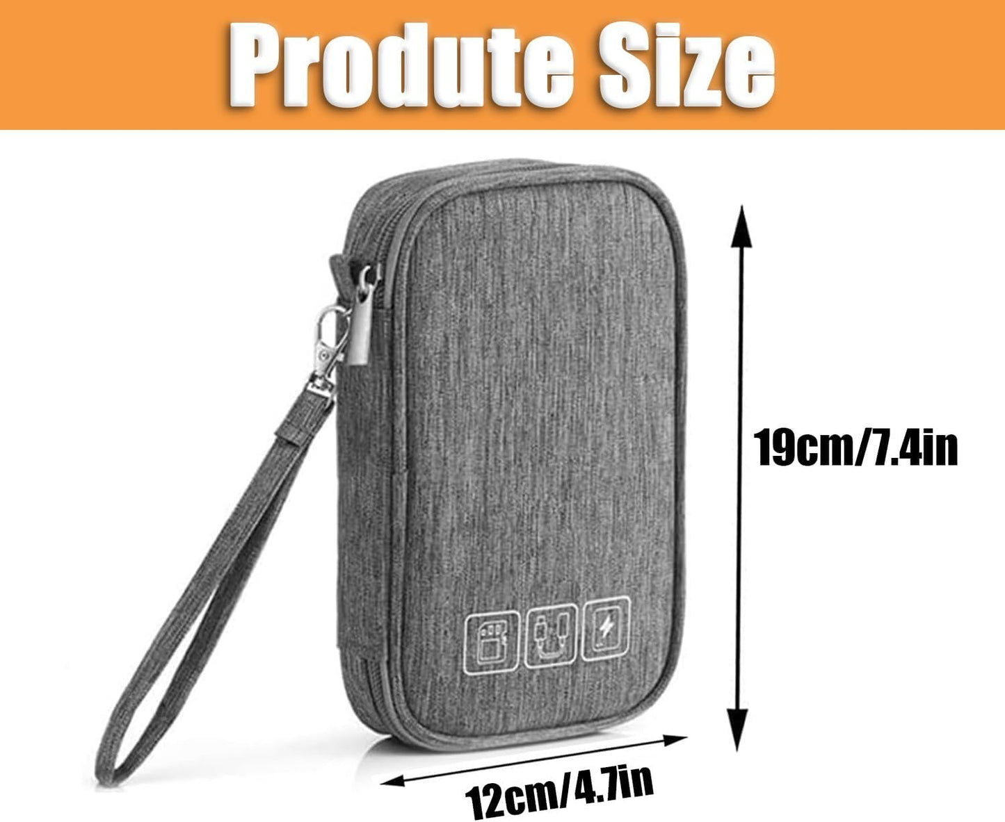 Electronic Accessories Bag, Travel Accessories Gadget Storage Bag Universal Travel Bag for Small Electronics and Cables, Adapter, Battery and More,Power Bank, Mouse,iPad, Phone (Grey)