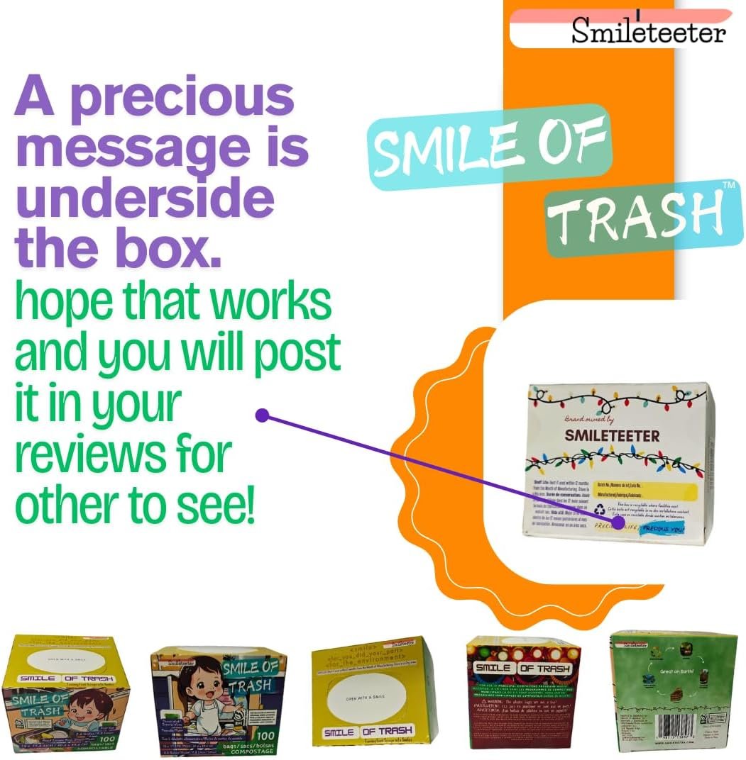 Smile of Trash Compostable Kitchen Food Scraps Bag (Pack of 1 Box)