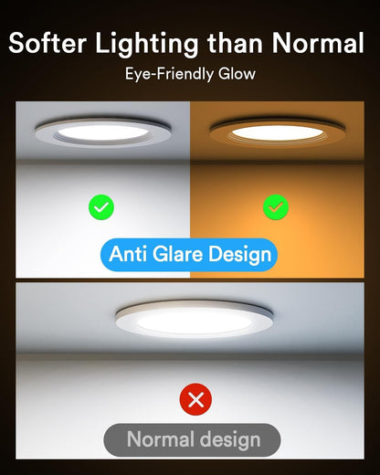 Lumary 6 Inch Smart WiFi Recessed Lighting, RGBWW Canless LED Wafer Downlight, 13W 1000Lm Color Changing, Ultra-Thin w/Anti-Glare Baffle, Compatible with Alexa/Google/Remote-Included, 4PCS