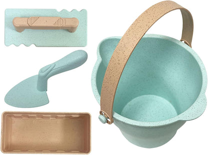Beach Toys, Sand Box Castle Play Set, Buckets Toy Set, Shovels Molds Sandbox Tool Kit with Mesh Bag, Ideal for Outdoor Summer, 6.69 x 6.5 x 4.33 Inches, Unisex and Lightweight Design