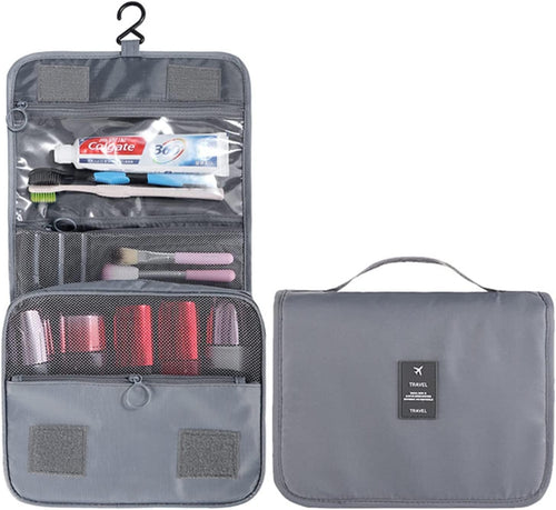 Travel Toiletry Bag Hanging Toiletry Bag Cosmetic Woman Travel Makeup Bag Water Resistant for Toiletries Accessory Bathroom Shower Container Gray