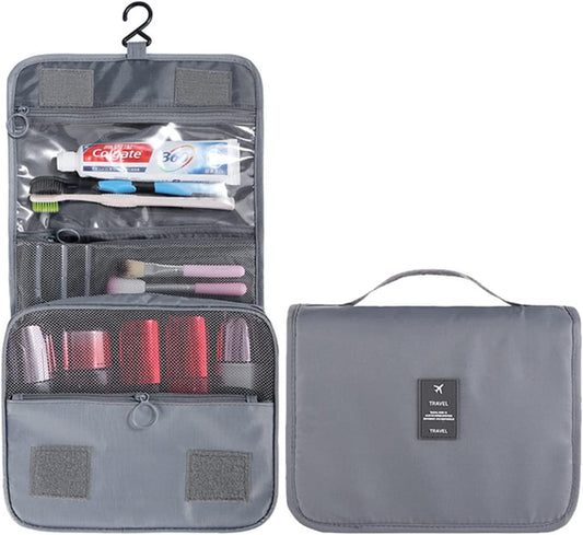 Travel Toiletry Bag Hanging Toiletry Bag Cosmetic Woman Travel Makeup Bag Water Resistant for Toiletries Accessory Bathroom Shower Container Gray