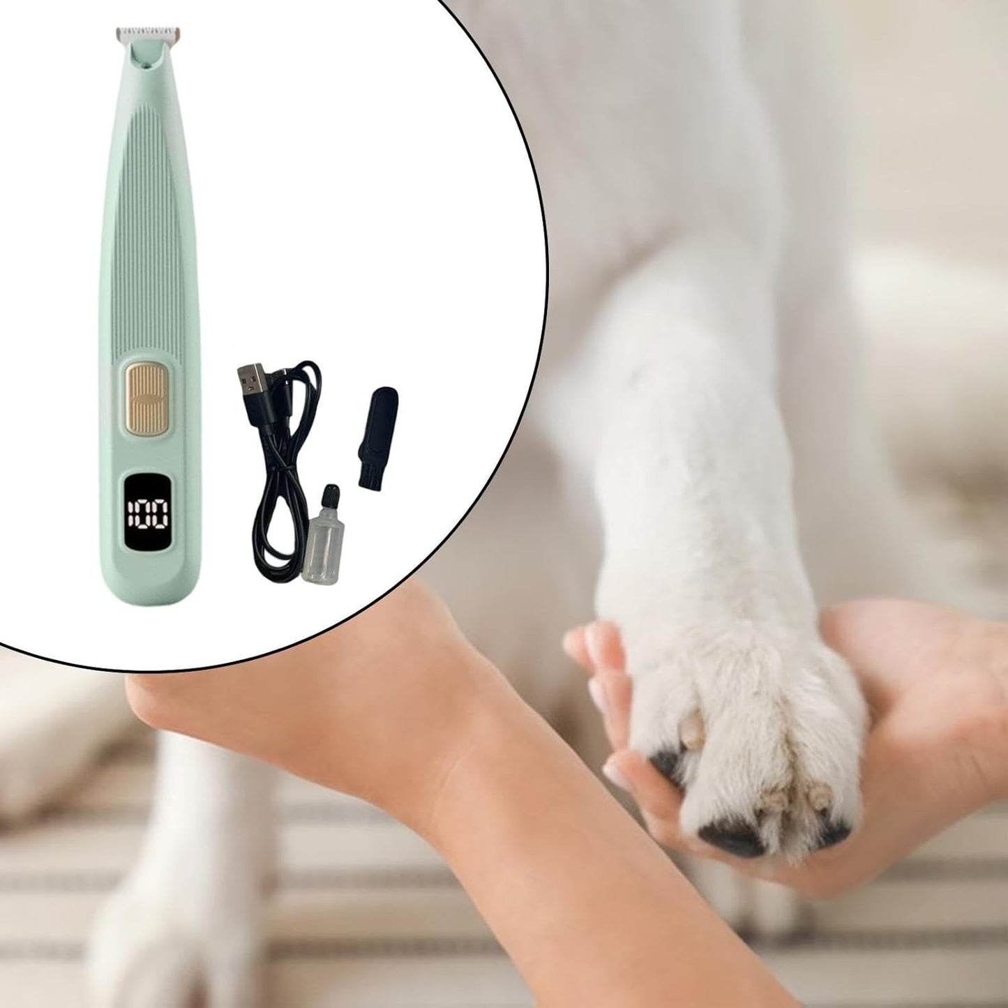 kowaku Trimmer Elettrico per la Cura degli Animali, attrezzo Versatile per toelettatura, Verde