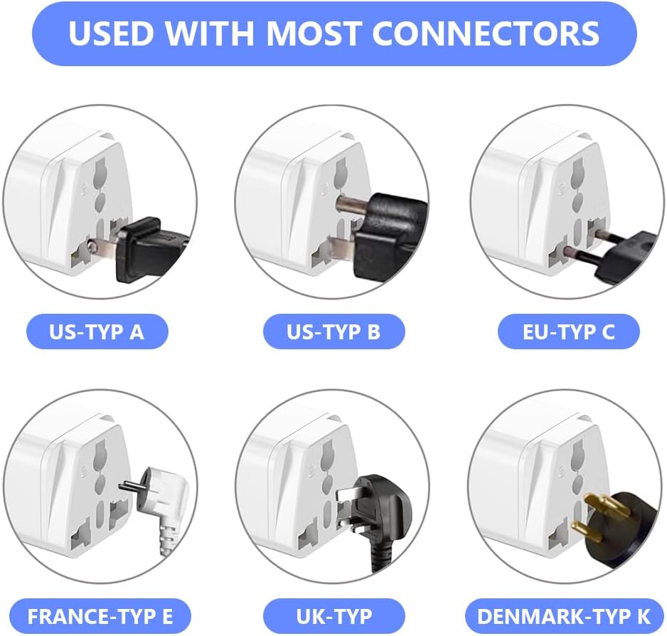 JOAASU Universal Travel to Italy Adapter, 4pcs World to Italy Socket Adapter, UK US China to Italian 10A Plug Converter for UK USA AUS to Italian Plug (White)