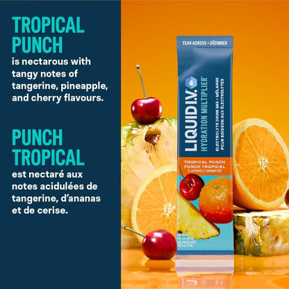 Liquid IV Hydration Multiplier, Tropical Punch - Hydration Powder Packets, Electrolyte Powder Drink Mix, 18 servings (Pack of 1)