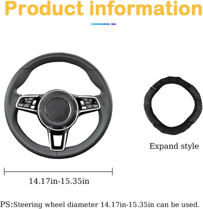 Osilly Bling Car Steering Wheel Cover, 15 Inch Rhinestones Soft Leather Elastic Steering Wheel Protector, Sparkly Crystal Diamond for Women Girls, Car Interior Accessories for Most Cars (Black)