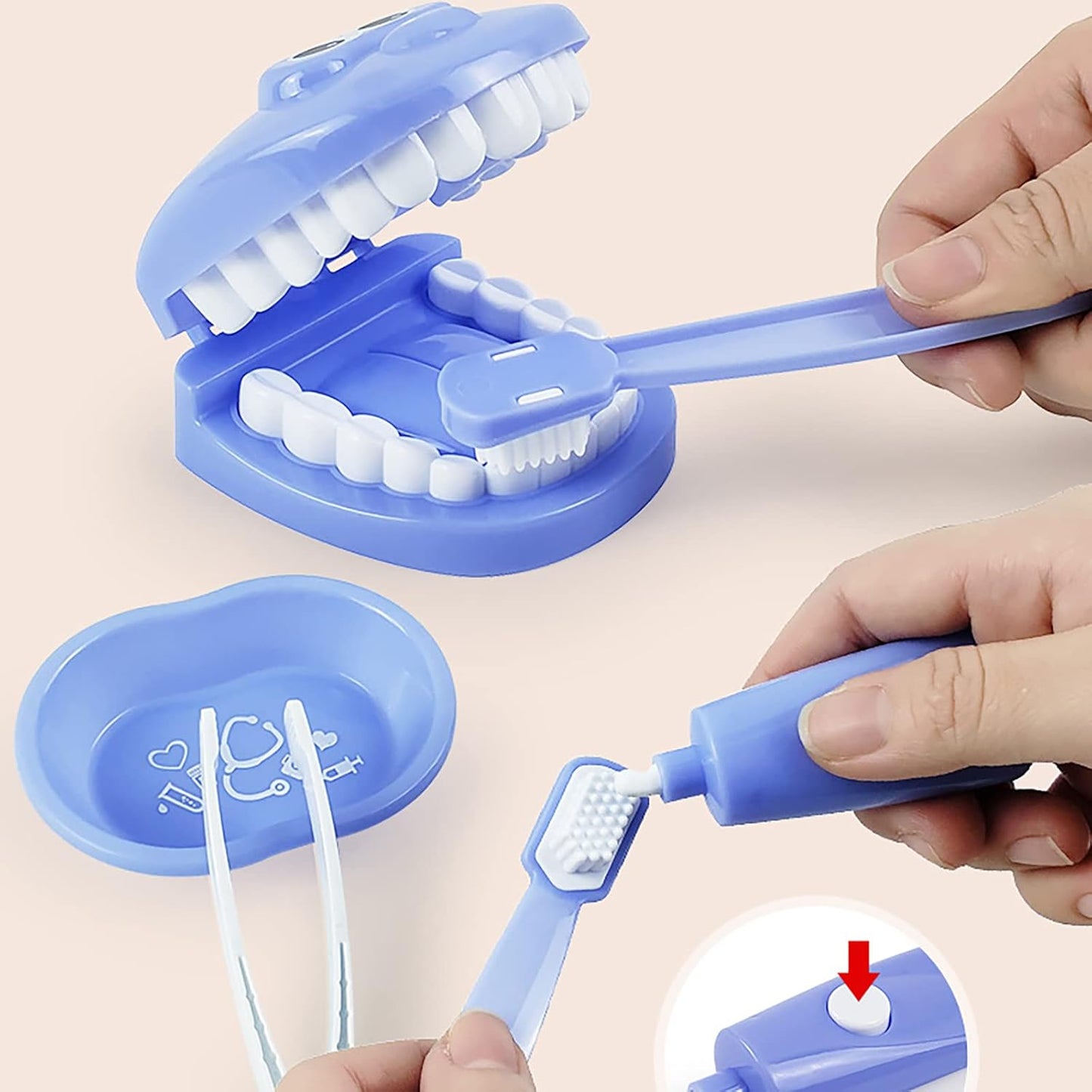 Dental Early Education Brushing Toys, YOUYA DENTAL 9Pcs/Set Children Role Play Toy Crocodile Early Education Cartoon Tooth Brushing Model Preschool Education Toy Dentist Game for Kids Classroom PURPLE