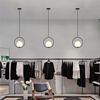 KCO Lighting Modern Globe Pendant Light Black Large Globe Hanging Light Fixture with Frosted Glass Lampshade Adjustable Ball Pendant Light for Kitchen Island Living Room Beside…
