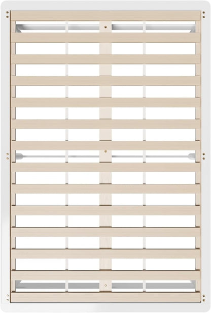 Oikiture Queen Bed Frame, Solid Pine Wood, Queen Size, White