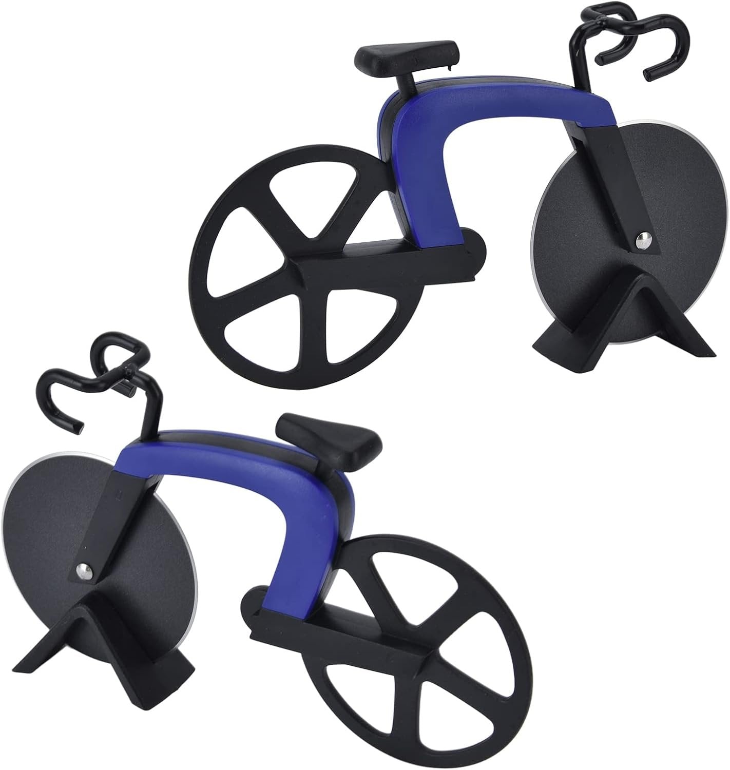 Aladeno Bicycle Pizza Cutter Wheel Stainless Steel Bike Shape Funny Pizza Knife Pizza Cutter Pizza Cutter Tool Kitchen Gadget (Blue)
