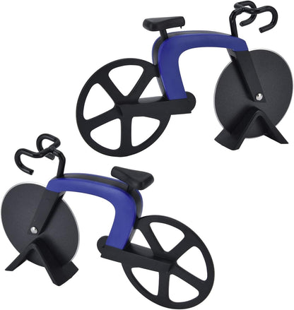 Aladeno Bicycle Pizza Cutter Wheel Stainless Steel Bike Shape Funny Pizza Knife Pizza Cutter Pizza Cutter Tool Kitchen Gadget (Blue)