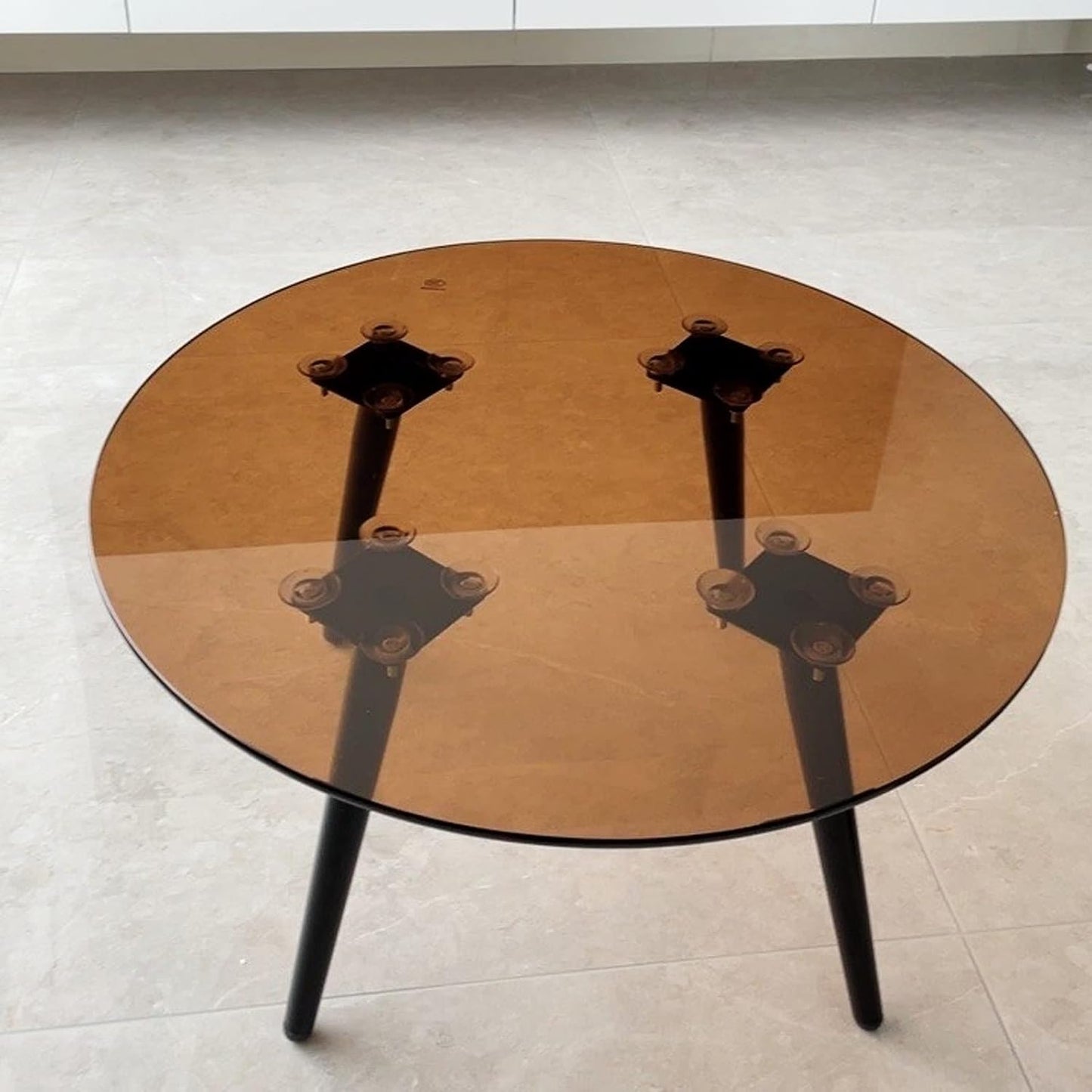 Tempered Glass Patio Table Top Transparent Black/Brown Round 40/50/60/80cm Ideal for Kitchen Dining or Coffee Table Rounded Edge Design