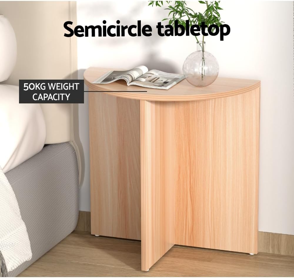 Artiss Coffee Table, Wooden Semi-Circle Side End Tables Dining Desk Storage Space Oval Particle Board Modern for Home Furniture Living Room, 15mm Thick Tabletop Safe Round Edge Pine