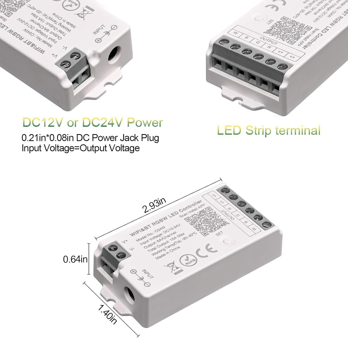 TUNICHX RGBW SMD FCOB 5 PIN LED Strip 2.4 GHz WiFi Group Controller Alexa Google Home Smartphone APP Control Compatible with WR01RF LM096 FUT095 FUT096 B3 T3 Mi-Boxer/Mi-Light RGBW Remote