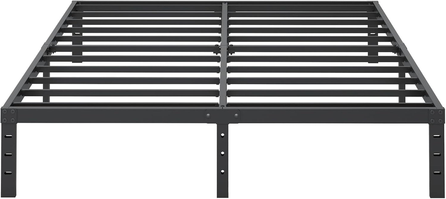 Cieemine 12 Inch Queen Size Metal Bed Frame, Heavy Duty Steel Slat Mattress Foundation,No Box Spring Needed, Easy Assembly, Noise-Free,Black
