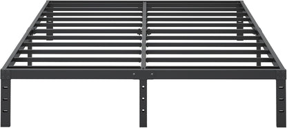 Cieemine 12 Inch Queen Size Metal Bed Frame, Heavy Duty Steel Slat Mattress Foundation,No Box Spring Needed, Easy Assembly, Noise-Free,Black