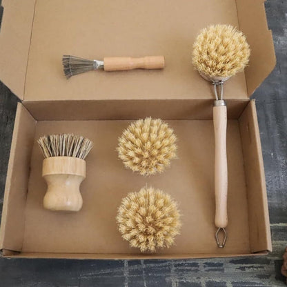 5 pcs Kitchen Brush Set| Valuable Cleaning Tool Kit| Plastic-Free & Eco-Friendly Products| Gift for Women Mom