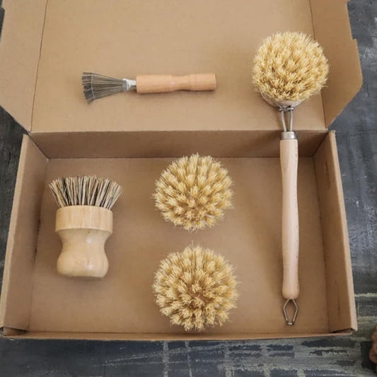 5 pcs Kitchen Brush Set| Valuable Cleaning Tool Kit| Plastic-Free & Eco-Friendly Products| Gift for Women Mom