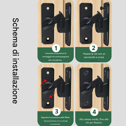 Barn Door Lock, 90 Degree Stainless Steel Sliding Safety Latch, Heavy-Duty Household Security Locking Tool for Shutters, Sheds, Cabinets, and Interior Room Doors