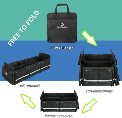 Rock Cloud Car Trunk Organizer (80L) Automotive boot bags Waterproof Foldable Cover Multi Compartment Expandableï¼ˆwith Insulated Leakproof Cooler Bag + 2mm PE Boardï¼‰